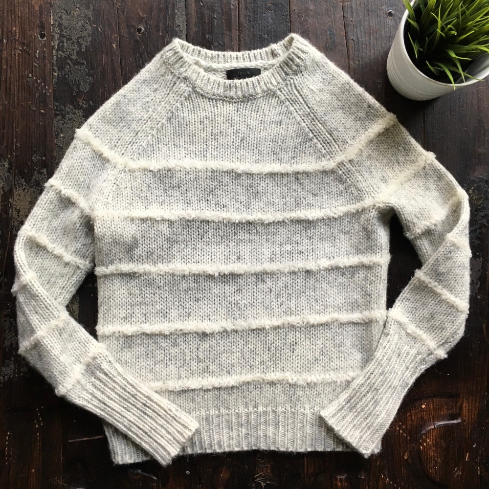 J. CREW Mohair Fuzzy Stripe Pullover Sweater XXS - Picture 1 of 5